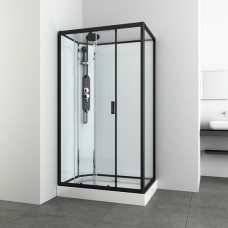 Хидромасажна квадратна душ кабина "EPIC 3", черни профили, без таван
